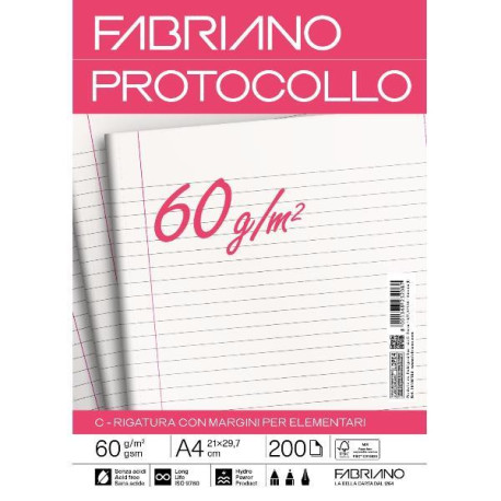 Fabriano CARTA PROTOCOLLO A4 60g 200ff - RIG C