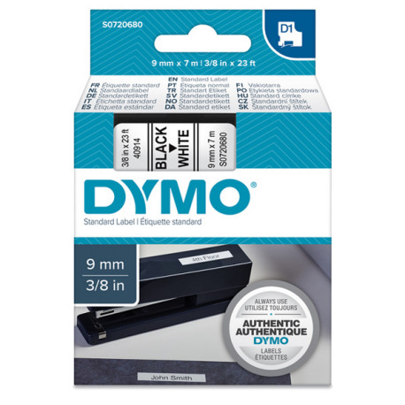 Nastro D1 409130 - 9 mm x 7 mt - nero/bianco - Dymo