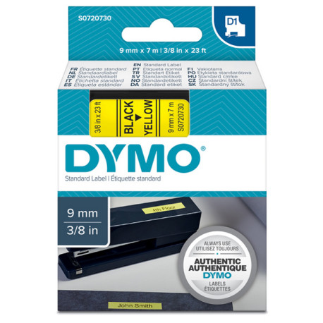 Nastro D1 409180 - 9 mm x 7 mt - nero/giallo - Dymo