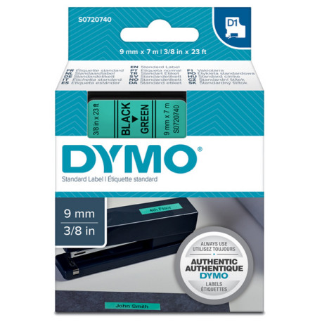 Nastro D1 409190 - 9 mm x 7 mt - nero/verde - Dymo