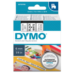 Nastro D1 436130 - 6 mm x 7 mt - nero/bianco - Dymo