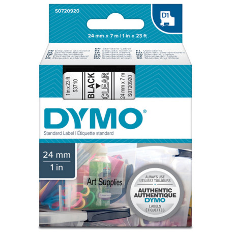 Nastro D1 537100 - 24 mm x 7 mt - nero/trasparente - Dymo