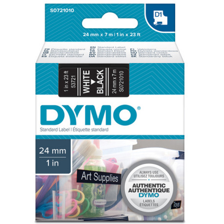 Nastro D1 537210 - 24 mm x 7 mt - bianco/nero - Dymo