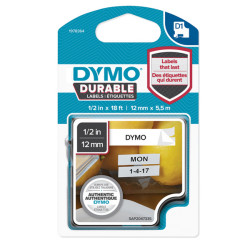 Nastro D1 Durable 1978364 - 12 mm x 5,5 mt - nero/bianco - Dymo