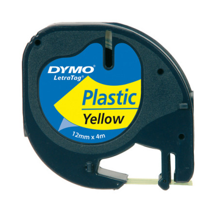 Nastro Letratag 912020 - in plastica - 12 mm x 4mt - giallo - Dymo