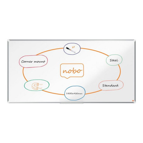 Nobo Premium Plus - Lavagna bianca - montabile a parete - 1800 x 900 mm - acciaio verniciato - magnetica - bianco