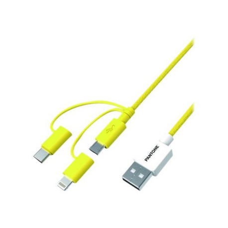 Pantone - Cavo per ricarica / dati - Micro-USB Tipo B, Lightning, USB-C a USB maschio - 1 m - giallo