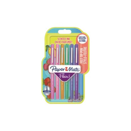 Paper Mate FLAIR - Penna punta in fibra - colori assortiti - medio (pacchetto di 6)