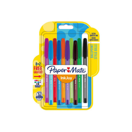 Paper Mate InkJoy 100 - Penna a sfera - colori assortiti - 1 mm - medio (pacchetto di 10)