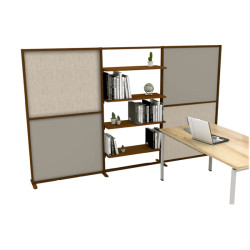 Parete divisoria/libreria Tetrix - 307 x 180,5cm - profilo corten - lino cancun/grigio cera - Studio T