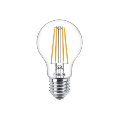 Philips - Lampadina LED - forma: A60 - trasparente finitura - E27 - 8.5 W (equivalente 75 W) - classe E - luce bianca calda - 2