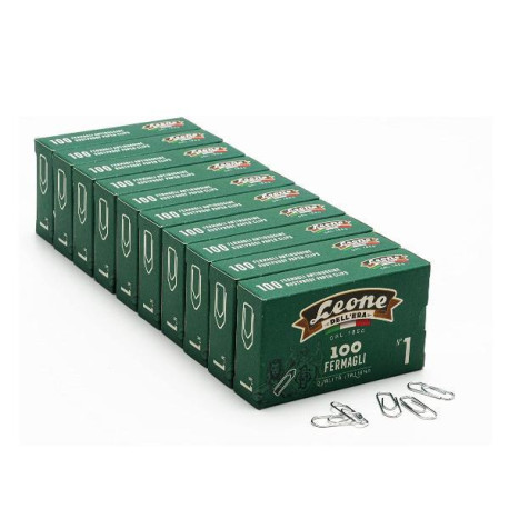 Leone Dell'Era Fermagli zincati N1 Confezione da 10 scatole x100 fermagli ciascuna