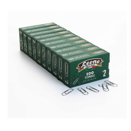 Leone Dell'Era Fermagli zincati N2 Confezione da 10 scatole x100 fermagli ciascuna