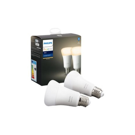 Philips Hue White - Lampadina LED - forma: A60 - E27 - 9 W (equivalente 60 W) - classe F - luce bianca calda - 2700 K - bianco 