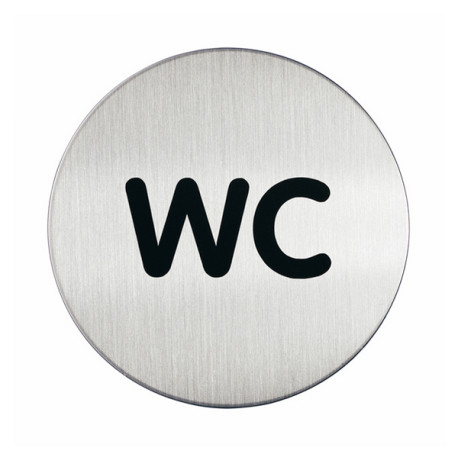 Pittogramma adesivo - WC - diametro 8,3 cm - acciaio - Durable