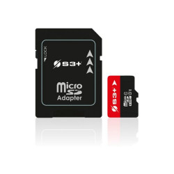 S3+ - Scheda di memoria flash (adattatore microSDHC per SD in dotazione) - 128 GB - UHS-I U1 / Class10 - microSDXC - nero, ross