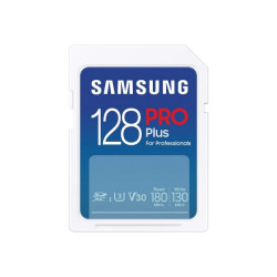 Samsung PRO Plus MB-SD128S - Scheda di memoria flash - 128 GB - Video Class V30 / UHS-I U3 / Class10 - UHS-I SDXC - bianco