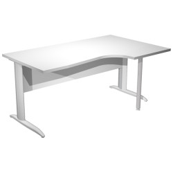 Scrivania Compact Destro Easy - 160 x 60/80/100 cm - Bianco/grigio alluminio - Artexport