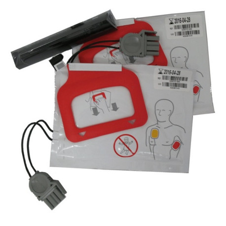 Batteria + 2 Coppie di Elettrodi per Physio Control Lifepak CR Plus / Express Dura 2 Anni 11403-00001