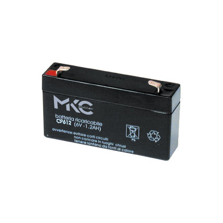 Batteria al piombo ricaricabile 6V 1.2Ah terminale faston 4.8mm MKC MKC612 491460201