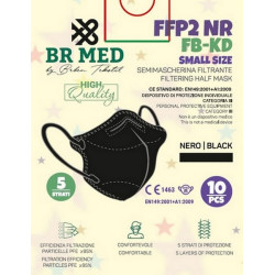 Mascherina FFP2 - KN95 per Bambino 5 Strati CE 1463 - NERO NERA NERE (Conf. Singola) BRMED