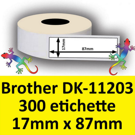 Rotolo di Etichette Compatibie a Trasferimento Termico per Brother DK-11203 mm 17 X 87 300 Etichette