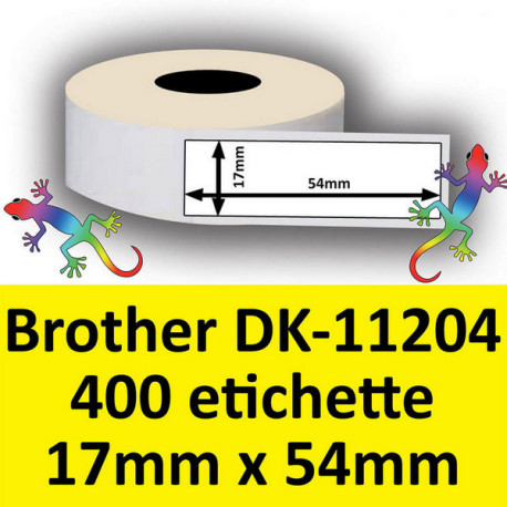 Rotolo di Etichette Compatibie a Trasferimento Termico per Brother DK-11204 mm 17 X 54 400 Etichette