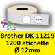 Rotolo di Etichette Compatibie a Trasferimento Termico per Brother DK-11219 Diametro mm 12 1200 Etichette