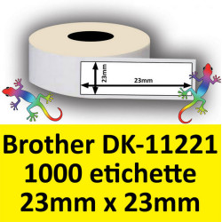 Rotolo di Etichette Compatibie a Trasferimento Termico per Brother DK-11221 mm 23 X 23 1000 Etichette