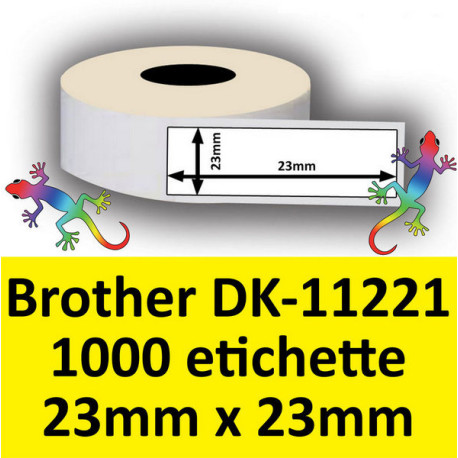 Rotolo di Etichette Compatibie a Trasferimento Termico per Brother DK-11221 mm 23 X 23 1000 Etichette