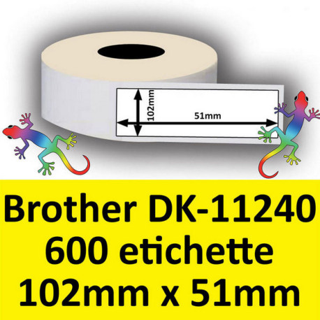 Rotolo di Etichette Compatibie a Trasferimento Termico per Brother DK-11240 mm 102 X 51 600 Etichette