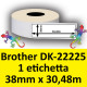 Rotolo di Etichette Compatibie a Trasferimento Termico per Brother DK-22225 mm 30,48 X 38