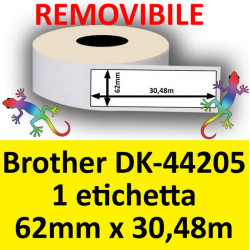 Rotolo di Etichette Compatibie a Trasferimento Termico per Brother DK-44205 mm 30,48 X 62