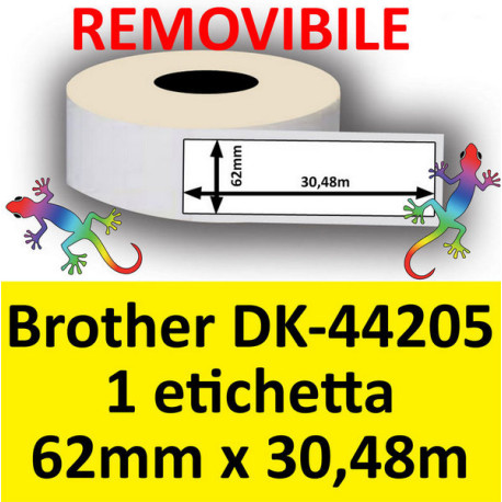 Rotolo di Etichette Compatibie a Trasferimento Termico per Brother DK-44205 mm 30,48 X 62