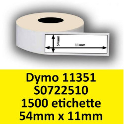 Rotolo di Etichette Compatibie a Trasferimento Termico per Dymo 11351 S0722510 mm 54 X 11 1500 Etichette Permanente