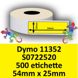 Rotolo di Etichette Compatibie a Trasferimento Termico per Dymo 11352 S0722520 mm 54 X 25 500 Etichette Colore Giallo