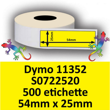 Rotolo di Etichette Compatibie a Trasferimento Termico per Dymo 11352 S0722520 mm 54 X 25 500 Etichette Colore Giallo