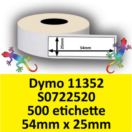 Rotolo di Etichette Compatibie a Trasferimento Termico per Dymo 11352 S0722520 mm 54 X 25 500 Etichette Permanente