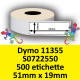 Rotolo di Etichette Compatibie a Trasferimento Termico per Dymo 11355 S0722550 mm 19 X 51 500 Etichette Permanente