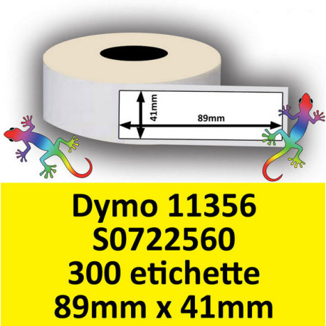 Rotolo di Etichette Compatibie a Trasferimento Termico per Dymo 11356 S0722560 mm 89 X 41 300 Etichette Rimovibile