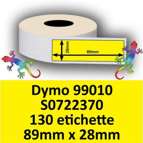 Rotolo di Etichette Compatibie a Trasferimento Termico per Dymo 99010 S0722370 mm 89 X 28 130 Etichette Colore Giallo