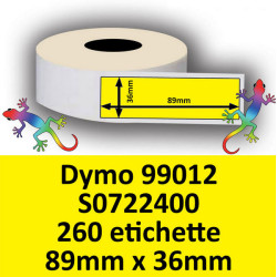 Rotolo di Etichette Compatibie a Trasferimento Termico per Dymo 99012 S0722400 mm 89 X 36 260 Etichette Colore Giallo