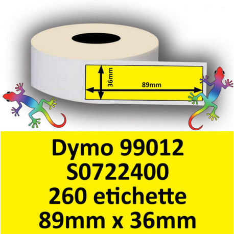 Rotolo di Etichette Compatibie a Trasferimento Termico per Dymo 99012 S0722400 mm 89 X 36 260 Etichette Colore Giallo