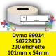 Rotolo di Etichette Compatibie a Trasferimento Termico per Dymo 99014 S0722430 mm 101 X 54 220 Etichette Permanente