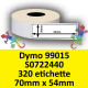 Rotolo di Etichette Compatibie a Trasferimento Termico per Dymo 99015 S0722440 mm 70 X 54 320 Etichette Permanente