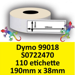 Rotolo di Etichette Compatibie a Trasferimento Termico per Dymo 99018 S0722470 mm 190 X 38 110 Etichette Pemanente