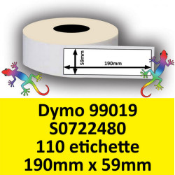Rotolo di Etichette Compatibie a Trasferimento Termico per Dymo 99019 S0722480 mm 190 X 59 110 Etichette Pemanente