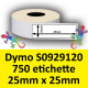 Rotolo di Etichette Compatibie a Trasferimento Termico per Dymo S0929120 mm 25 X 25 750 Etichette Permanente