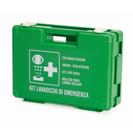 Kit lavaocchi professionale per lavaggio oculare d’emergenza e la successiva medicazione