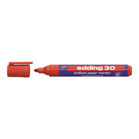 edding 30 brilliant paper - Marcatore - permanente - rosso - inchiostro pigmentato base acqua - 1.5-3 mm